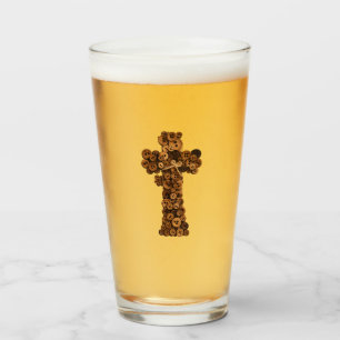 cute Wooden Button Cross Christian  Glass tumbler