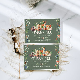 Cute Woodland Animal Adventure Neutral Baby Shower Thank You Card