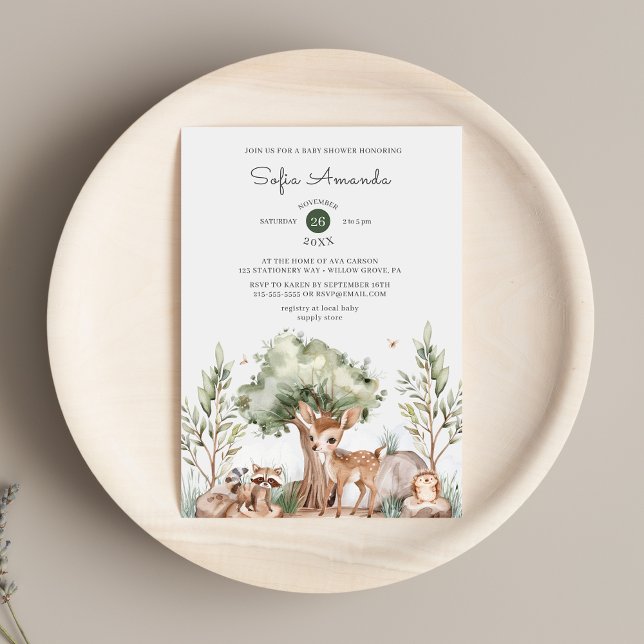Cute Woodland Animal Baby Shower Invitation (Creator Uploaded)