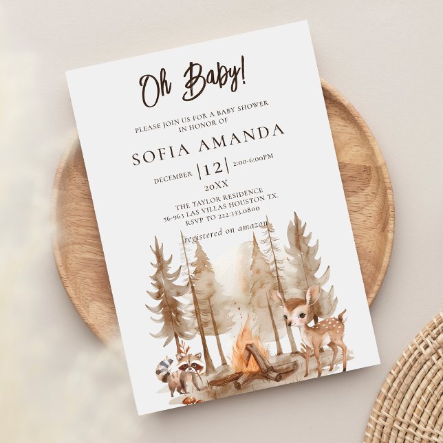 Cute Woodland Animal Baby Shower Invitation (Creator Uploaded)