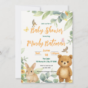 Cute Woodland animal baby shower Invitation
