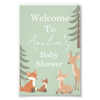 Cute Woodland Animal Baby Shower Welcome Sign