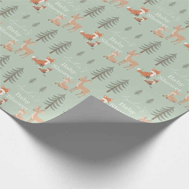 Cute Woodland Animal Baby Shower Wrapping Paper (Corner)