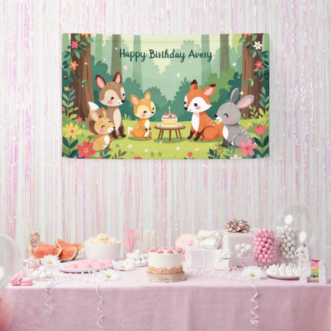 Cute Woodland Animal Child Birthday Banner (Creator Uploaded)