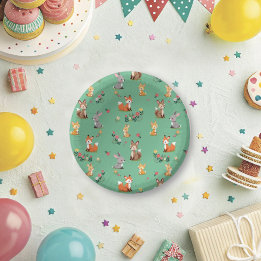 Cute Woodland Animal Child Birthday Paper Plate