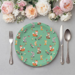 Cute Woodland Animal Child Birthday Paper Plate