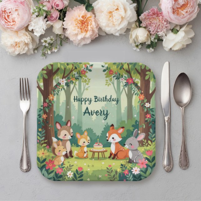 Cute Woodland Animal Child Birthday Paper Plate (Creator Uploaded)