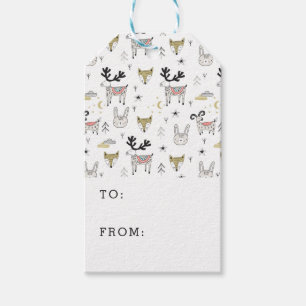 Cute Woodland Animal Doodle Pattern Gift Tags