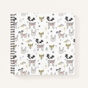 Cute Woodland Animal Doodle Pattern Notebook