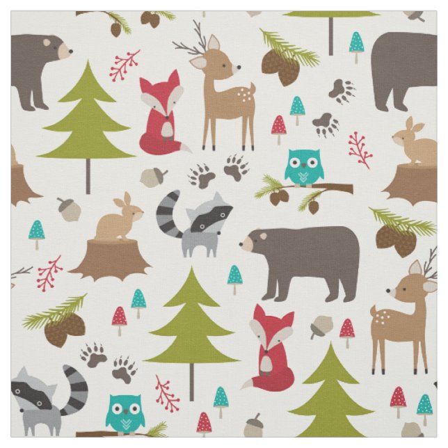 Cute Woodland Animal Fabric (Swatch)