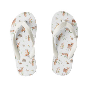 Cute Woodland Animal Friends Pattern Kid's Jandals