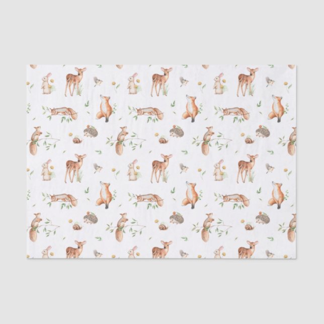 Cute Woodland Animal Friends Pattern Tissue Paper (Front)