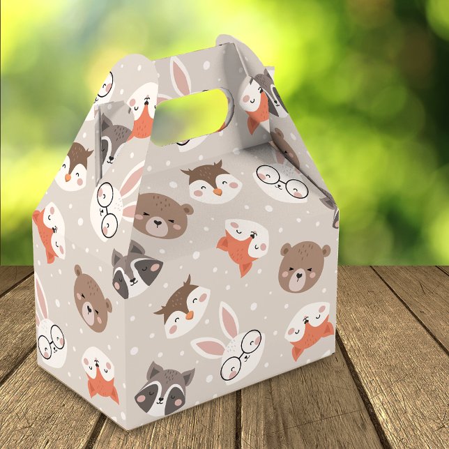 Cute Woodland Animal Kids Pattern Birthday Party Favour Box (Creator Uploaded)