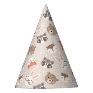 Cute Woodland Animal Kids Pattern Birthday Party Hat