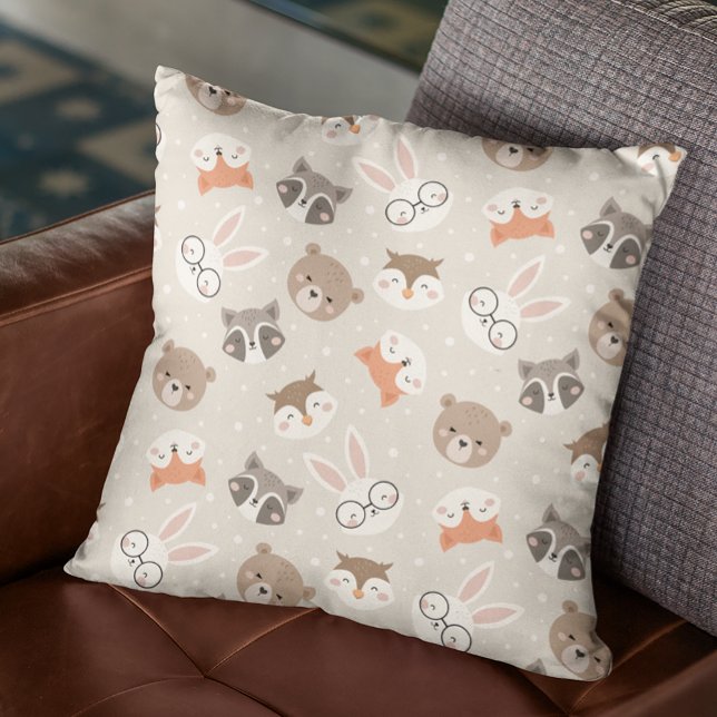 Cute Woodland Animal Kids Pattern Cushion (Creator Uploaded)