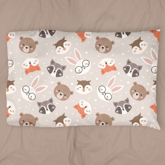 Cute Woodland Animal Kids Pattern Pillowcase (Creator Uploaded)