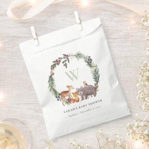 Cute Woodland Animal Leafy Wreath Baby Shower Favour Bags