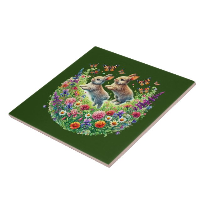 Cute woodland animal lovers rabbit tile (Side)