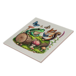 Cute woodland animal lovers tile