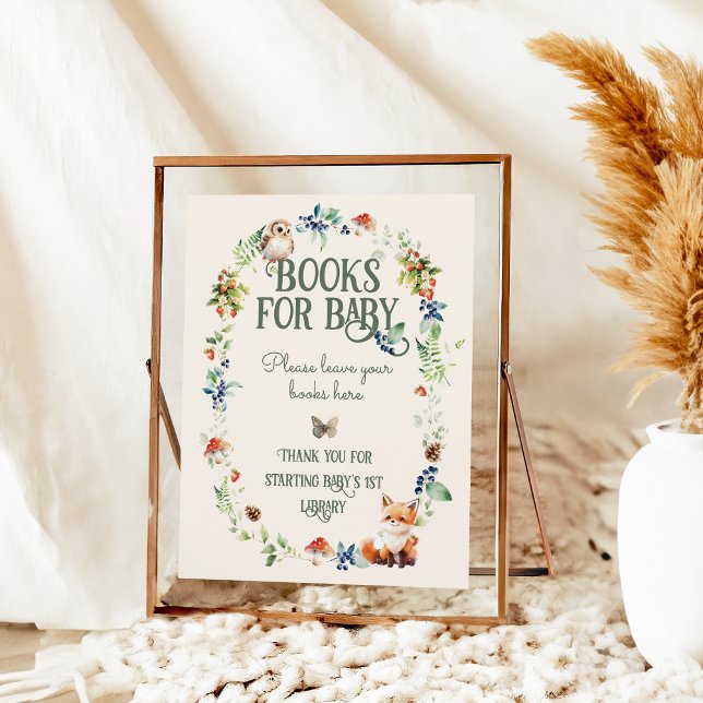 Cute Woodland Animal Neutral Baby Shower Books Poster (Creator Uploaded)