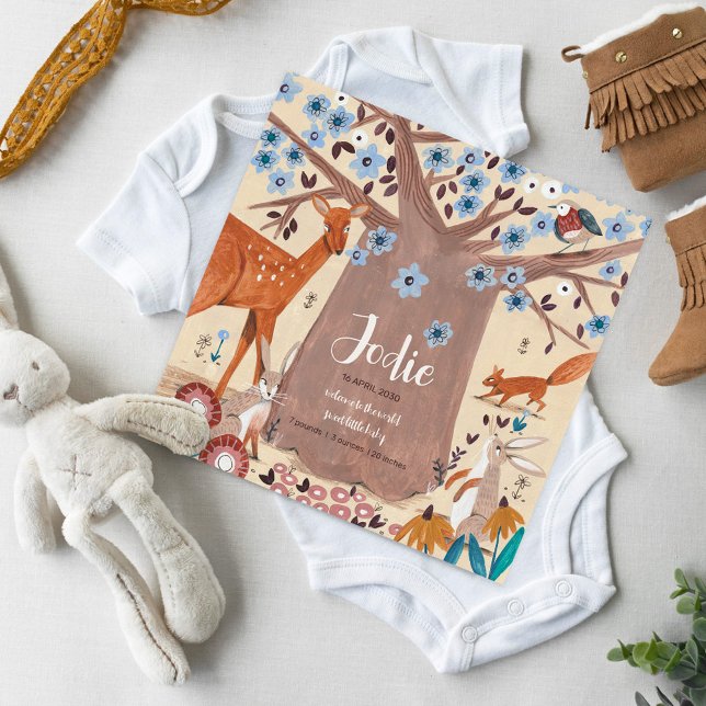 Cute Woodland Animal Neutral Birth Announcement    (Creator Uploaded)