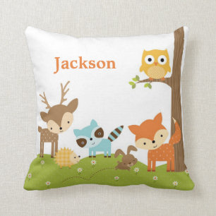 Cute Woodland Animal Nursery Pillow