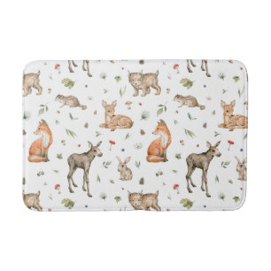Cute Woodland Animal Pattern Bath Mat