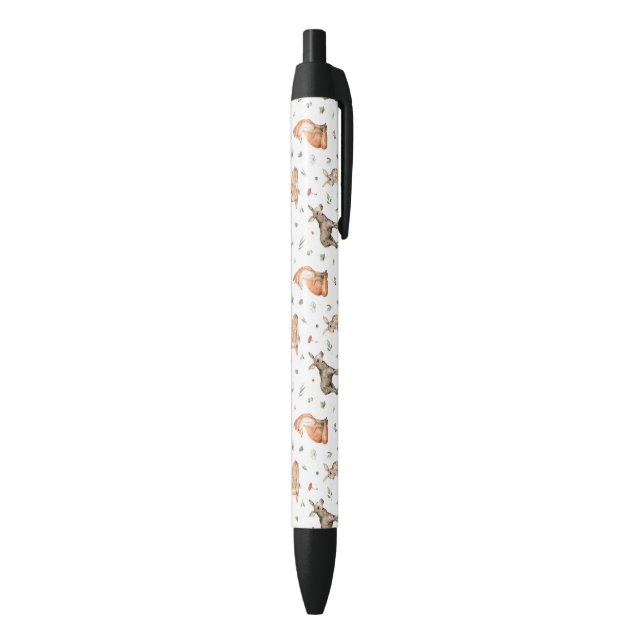 Cute Woodland Animal Pattern Black Ink Pen (Bottom (Vertical))