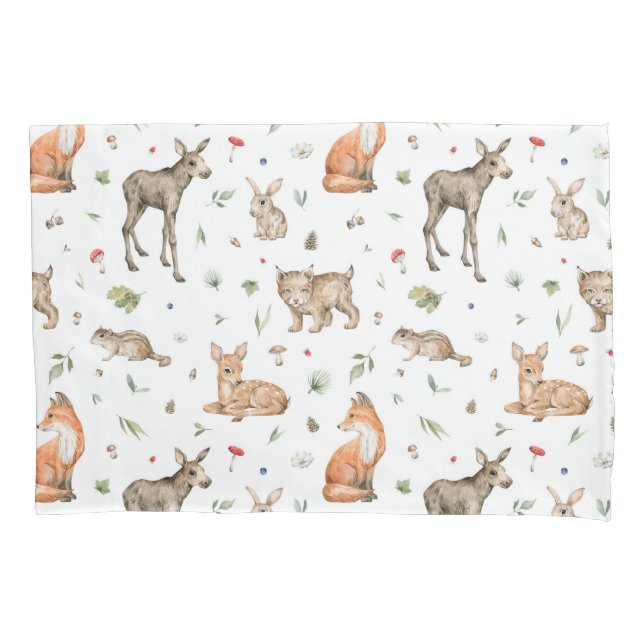 Cute Woodland Animal Pattern Pillowcase (Front)