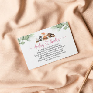 Cute Woodland Animal Pink Floral Book Request Card