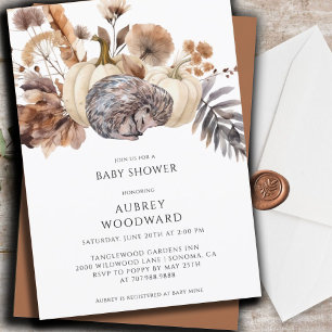 Cute Woodland Animal Pumpkins Fall Invitation