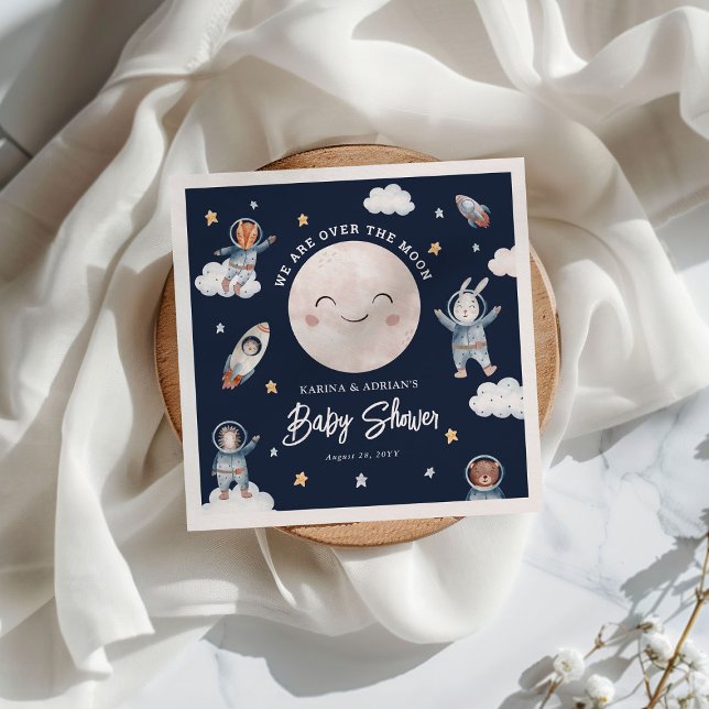 Cute Woodland Animal Space Baby Shower Napkin (Creator Uploaded)