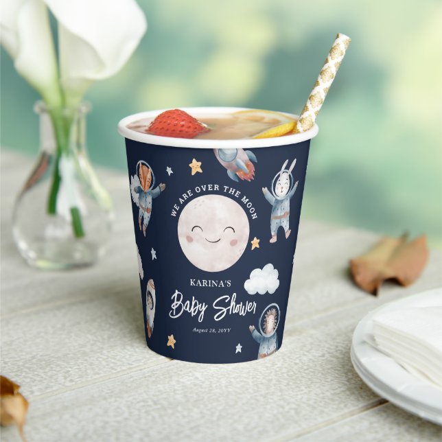 Cute Woodland Animal Space Baby Shower Paper Cups (Insitu)