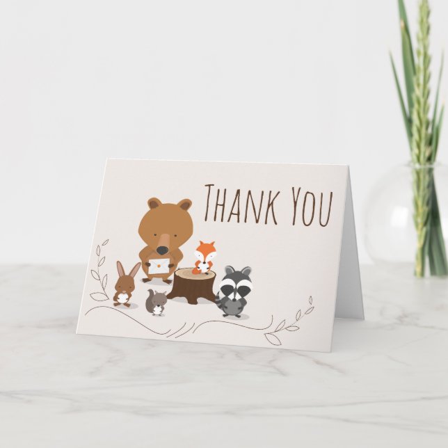 Cute Woodland Animal Thank You Card (Front)