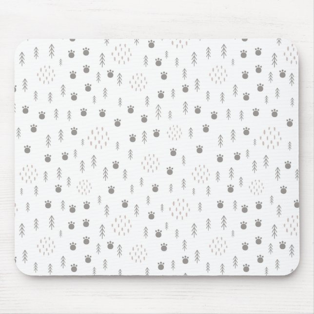 Cute Woodland Animal Track Pattern Mouse Pad (Front)