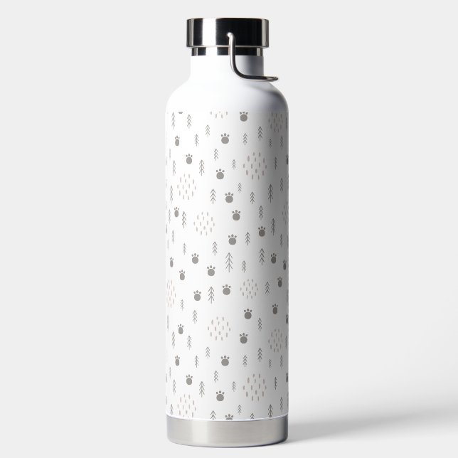 Cute Woodland Animal Track Pattern Water Bottle (Left)