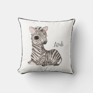 Cute Woodland Animal Zebra Name Nursery Cushion