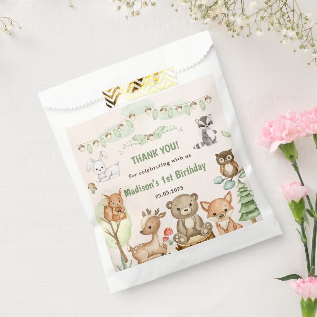 Cute Woodland Animals 1st Birthday Party Favour Ba Bags (Sealed)