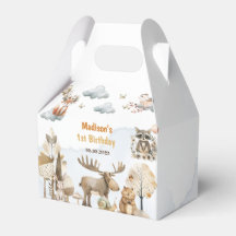Cute Woodland Animals 1st Birthday Party Favour Bo