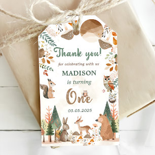 Cute Woodland Animals 1st Birthday Party  Gift Tags