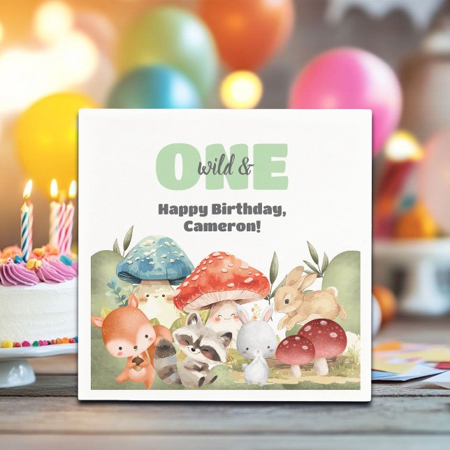 Cute Woodland Animals 1st Birthday Party Napkin (Creator Uploaded)