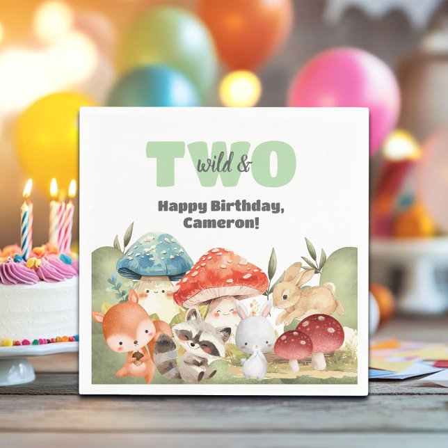 Cute Woodland Animals 2nd Birthday Party Napkin (Creator Uploaded)