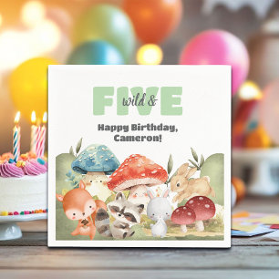Cute Woodland Animals 5th Birthday Party Napkin