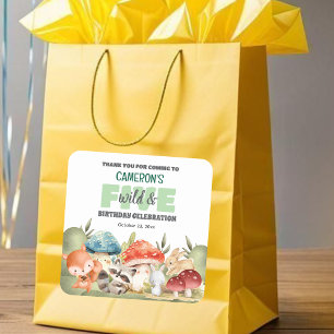 Cute Woodland Animals 5th Birthday Party  Square Sticker