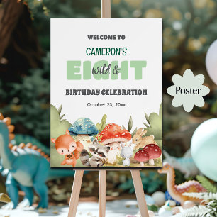 Cute Woodland Animals 8th Birthday Party Welcome Poster