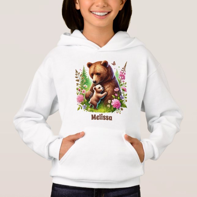 Cute woodland animals add name bear girls (Front)