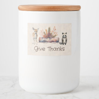 Cute Woodland Animals Autumn Give Thanks Food Label