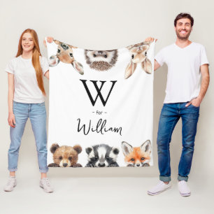 Cute Woodland Animals Baby Nursery Room Fleece Blanket
