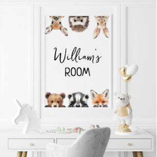 Cute Woodland Animals Baby Nursery Room Poster