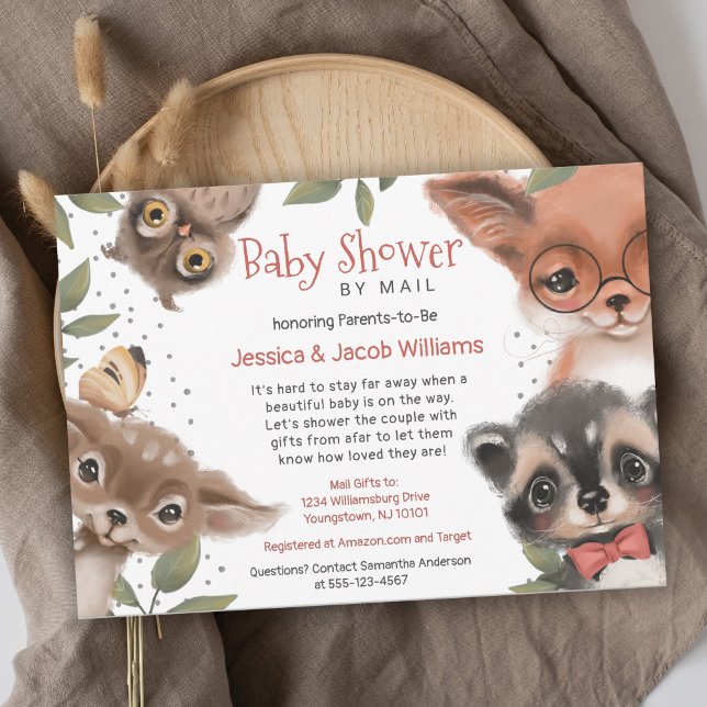 Cute Woodland Animals Baby Shower By Mail Invitation (Creator Uploaded)